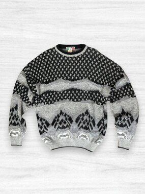 Vintage Forum Made in Italy Wool Blend Sweater Mens XL Nordic Geometric Knit